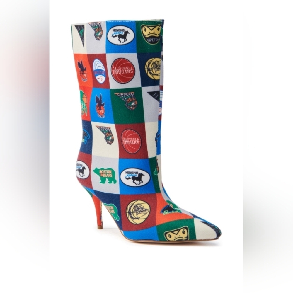 AZALEA WANG "KICKOFF BADDIE"  Colorful Patchwork Heeled Boots